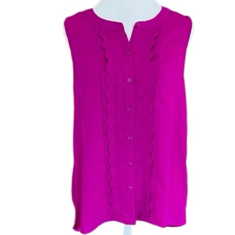 Alice Blue for Stitchfix Sleeveless Pink button front scalloped Blouse size S.